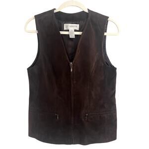 Vintage Liz Claiborne Chocolate Brown Suede Vest Size 4P